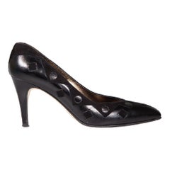 Gina Black Suede 
Leather Cut-Out Pattern Pumps Size UK 4.5