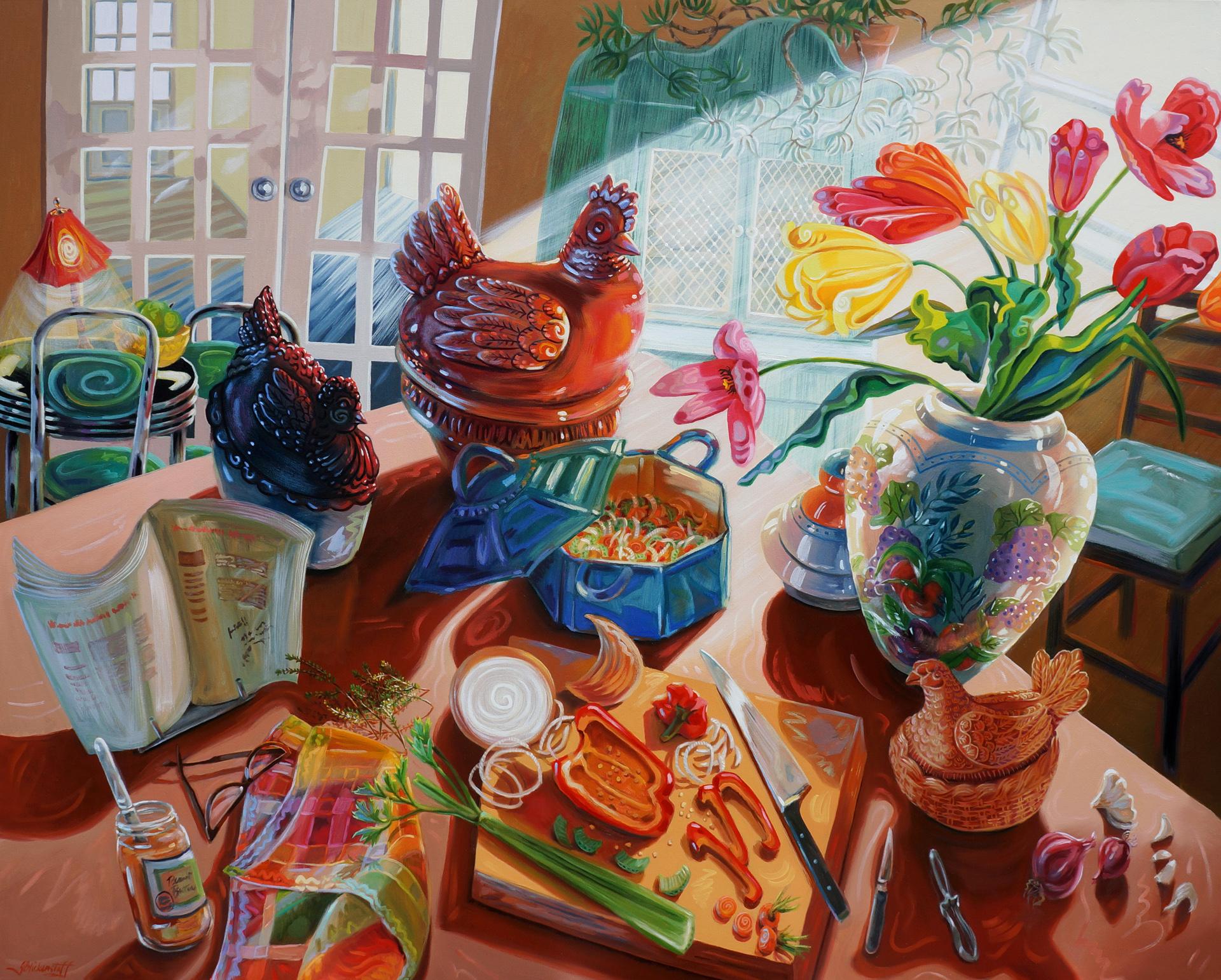Gina Blickenstaff Still-Life Painting - Brother Ron's Southern Peanut Butter Soup, Original Painting