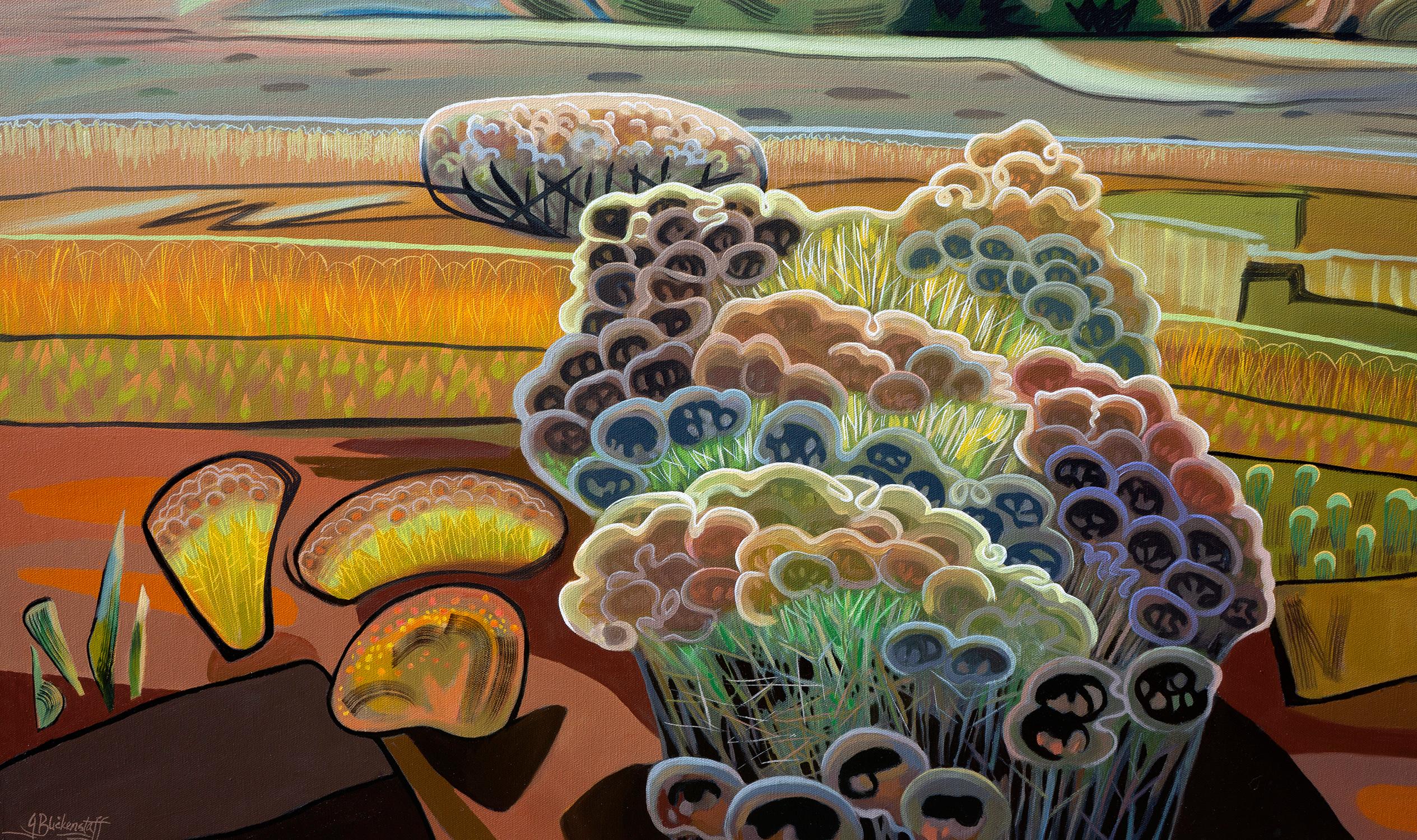 Pradera de Dixon nº 2 - Pintura al óleo expresionista de un colorido paisaje de Colorado - Painting de Gina Blickenstaff