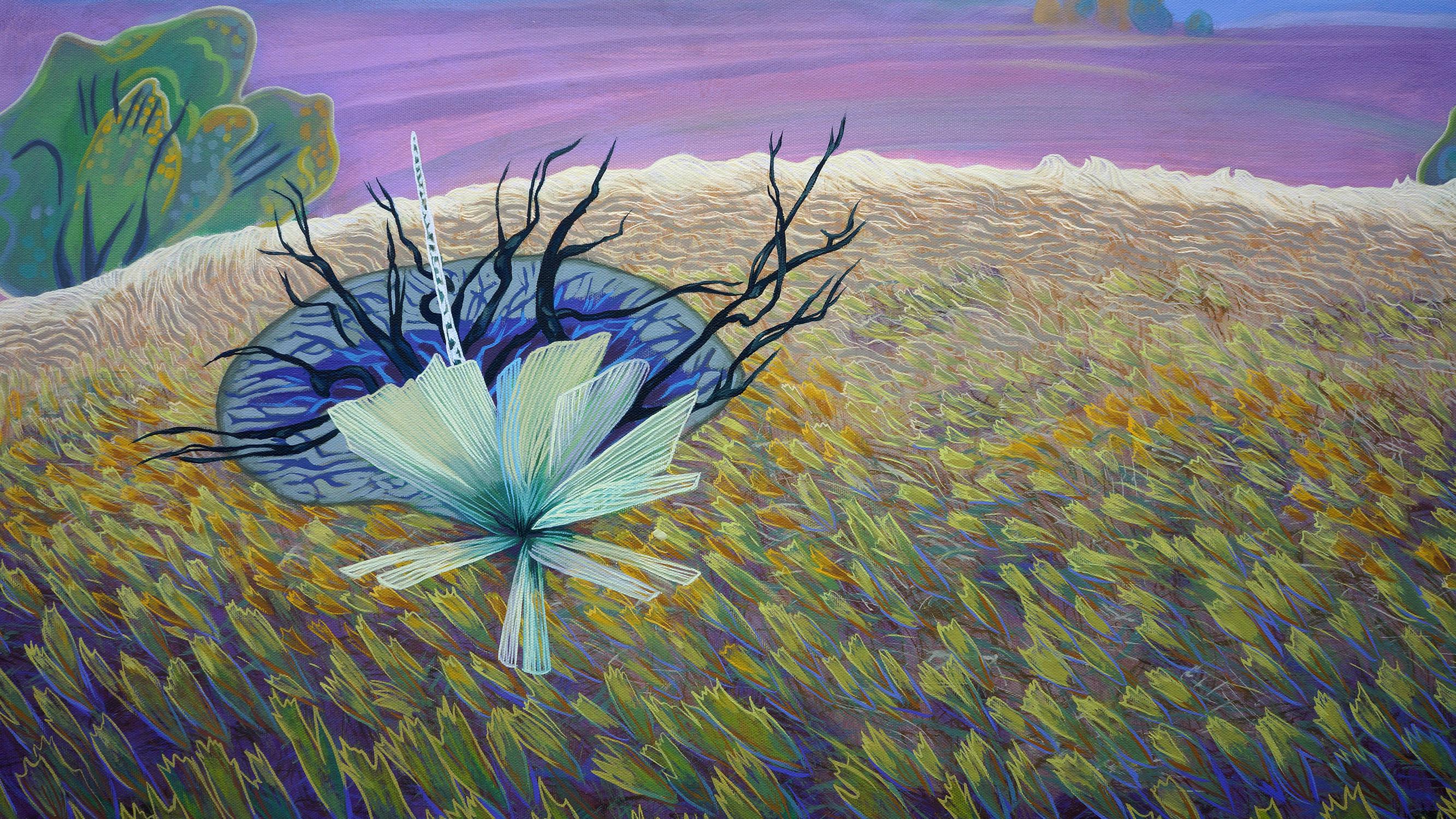 Yuca de ladera - Pintura al óleo de un colorido paisaje de Colorado - Painting de Gina Blickenstaff