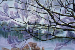 Moody Day at Mohansic Lake, Signed Original Contemporary Landscape Painting