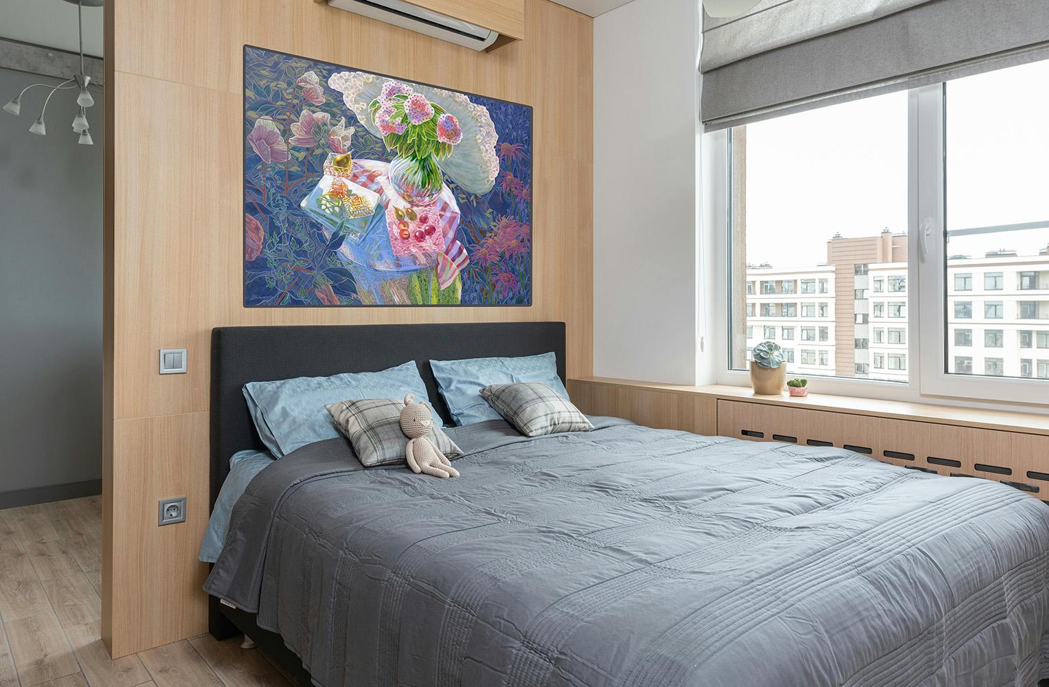 Phlox et marguerites - Nature morte à l'huile contemporaine florale rose - Painting de Gina Blickenstaff