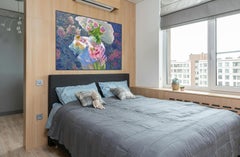 Phlox and Daisies - Pink Floral Contemporary Oil Still Life