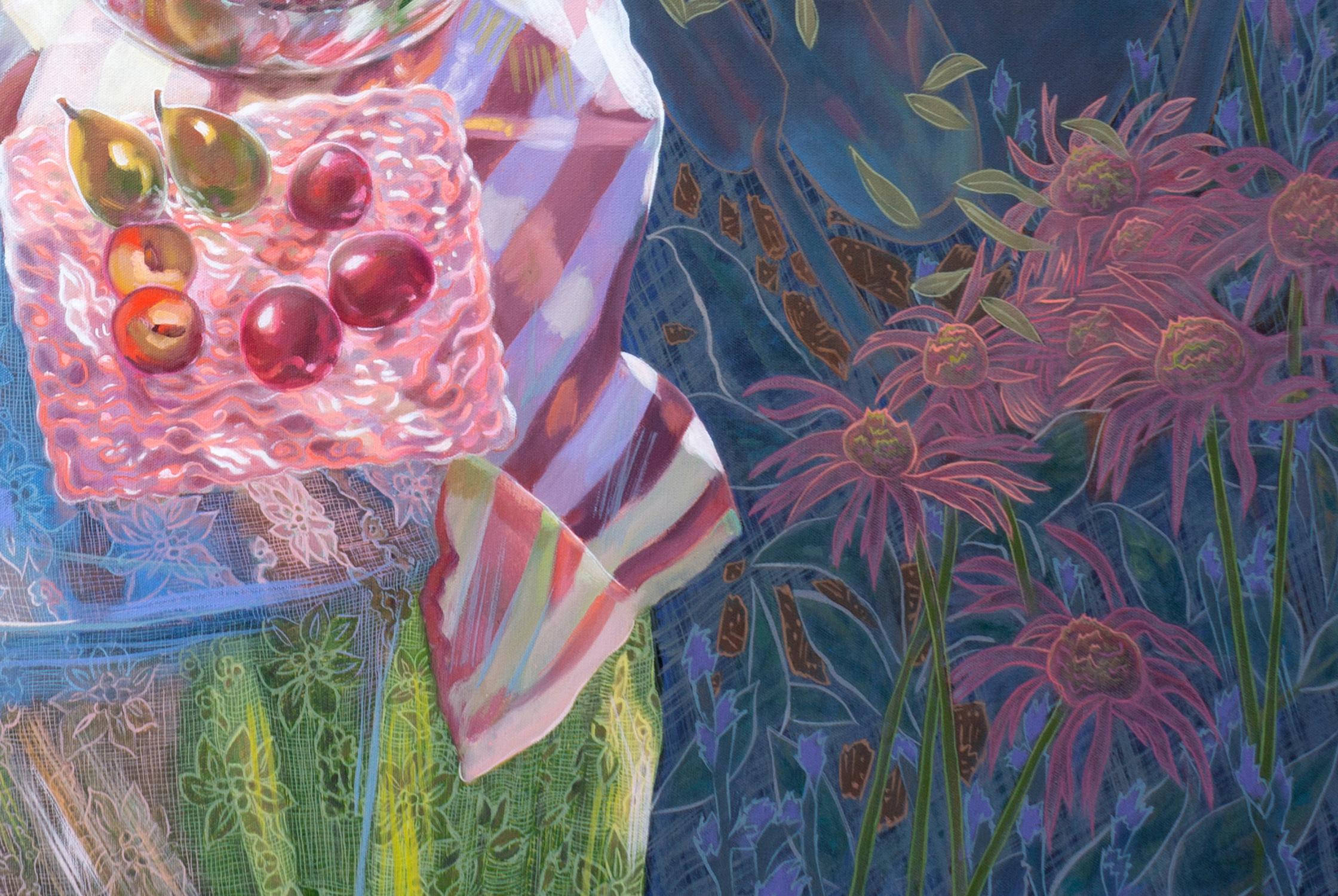Phlox et marguerites - Nature morte à l'huile contemporaine florale rose - Post-impressionnisme Painting par Gina Blickenstaff