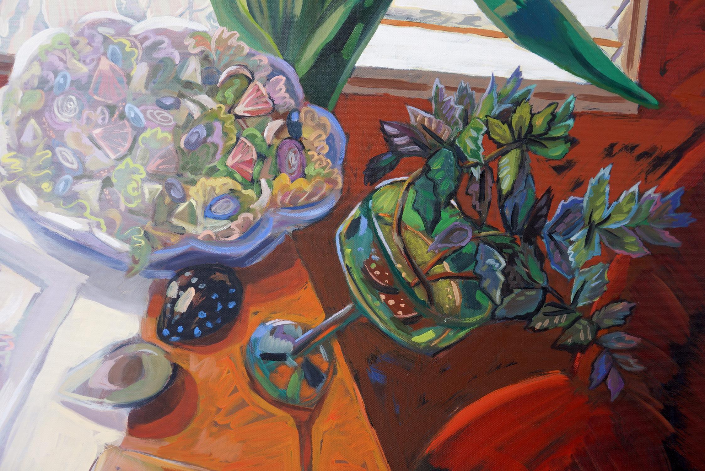 Pierre's Winter Salad and Amaryllis, Original Painting For Sale 1