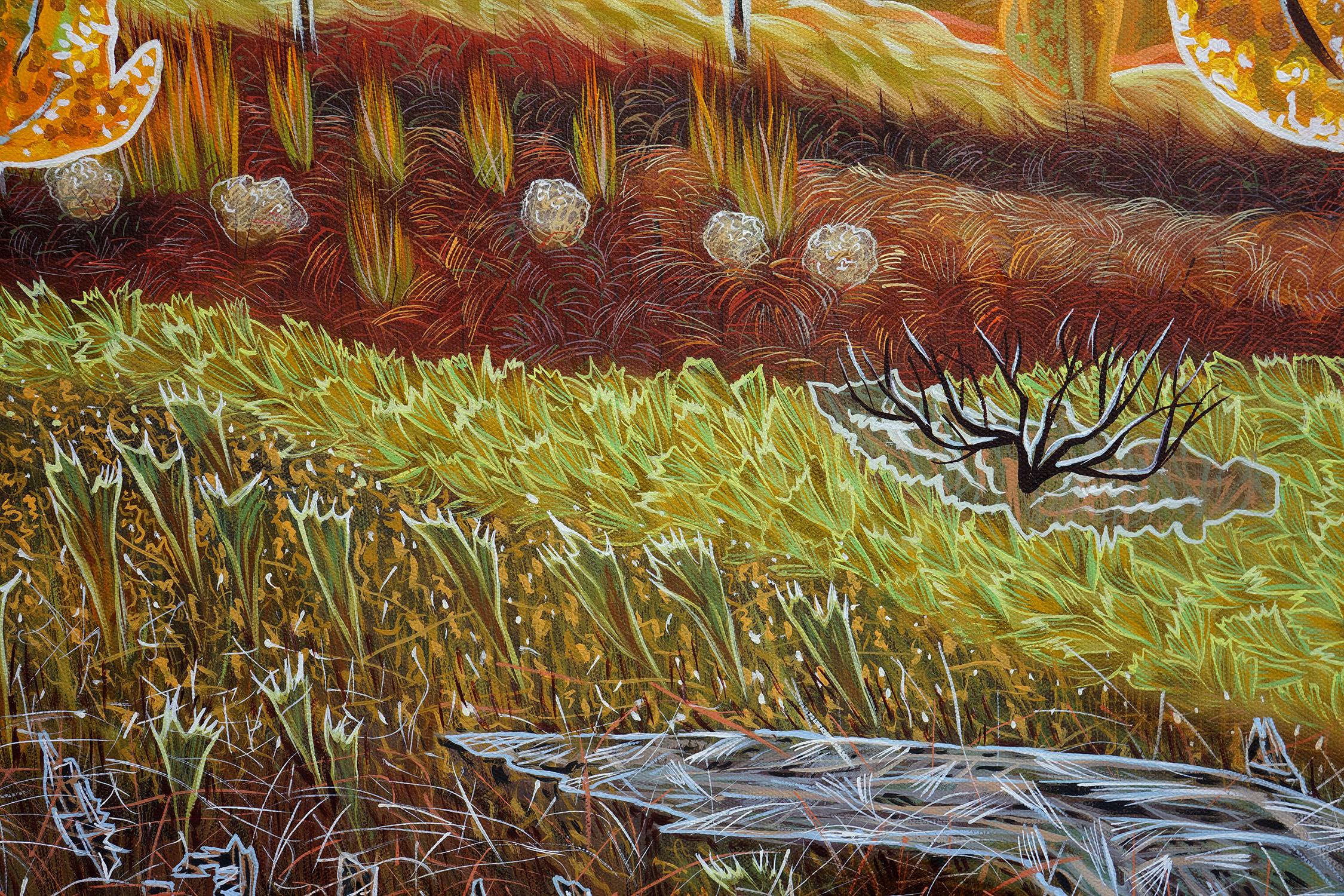 Red Fox Meadow - Fall Colorado Oil Painting - Brown Landscape Painting by Gina Blickenstaff