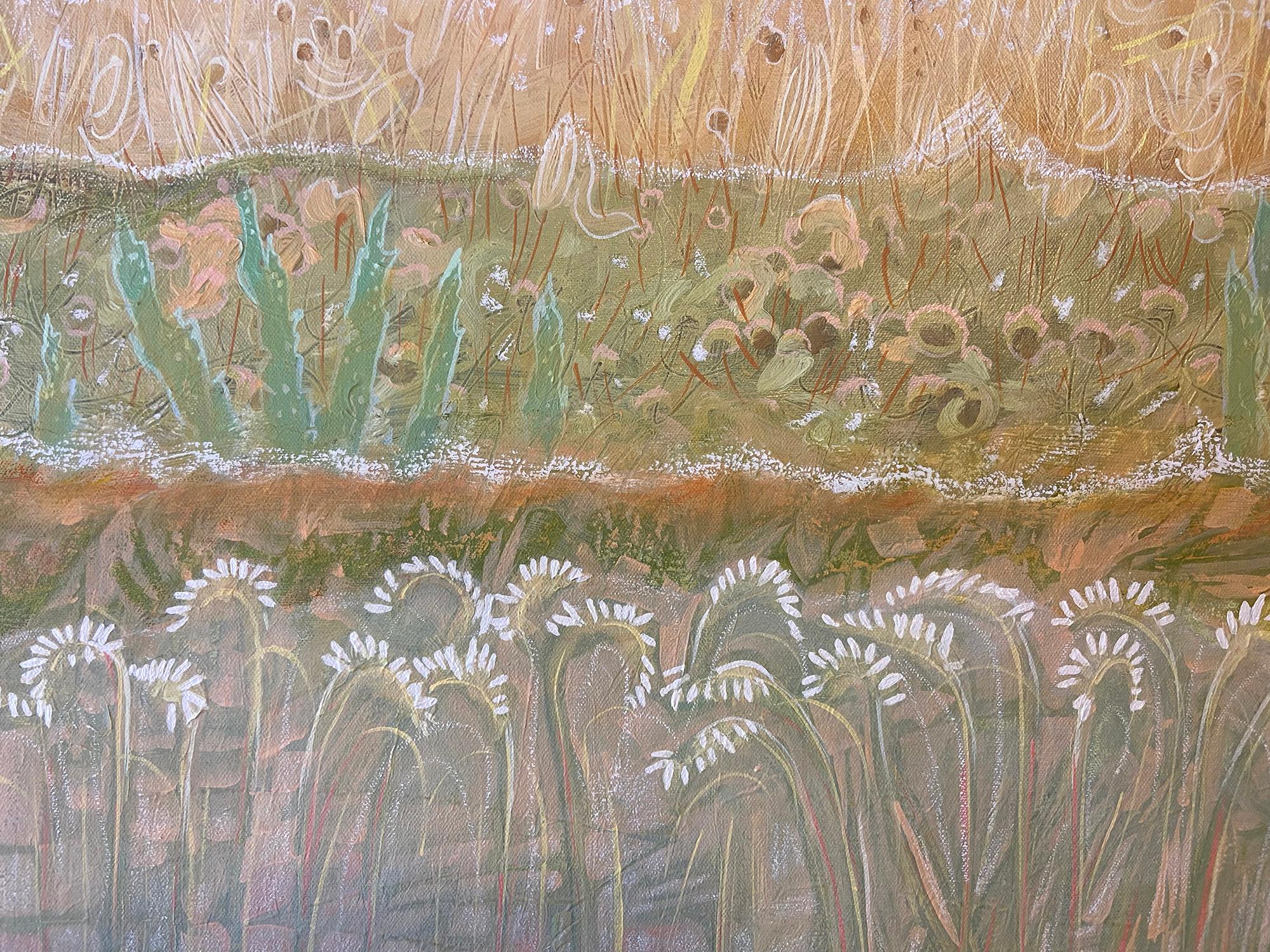 Skunk Canyon Meadow #2 - Contemporary Colorful Colorado Landscape Oil Painting - Brown Landscape Painting by Gina Blickenstaff