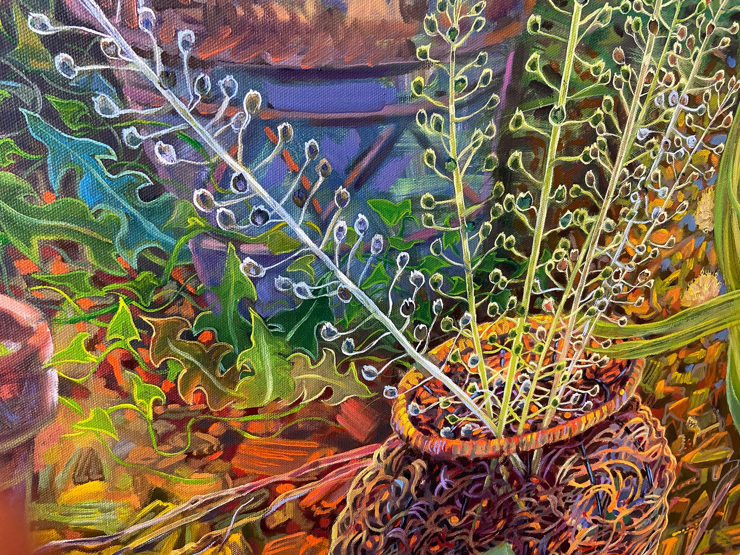 Summer Seeds, Original Painting - Brown Still-Life Painting by Gina Blickenstaff