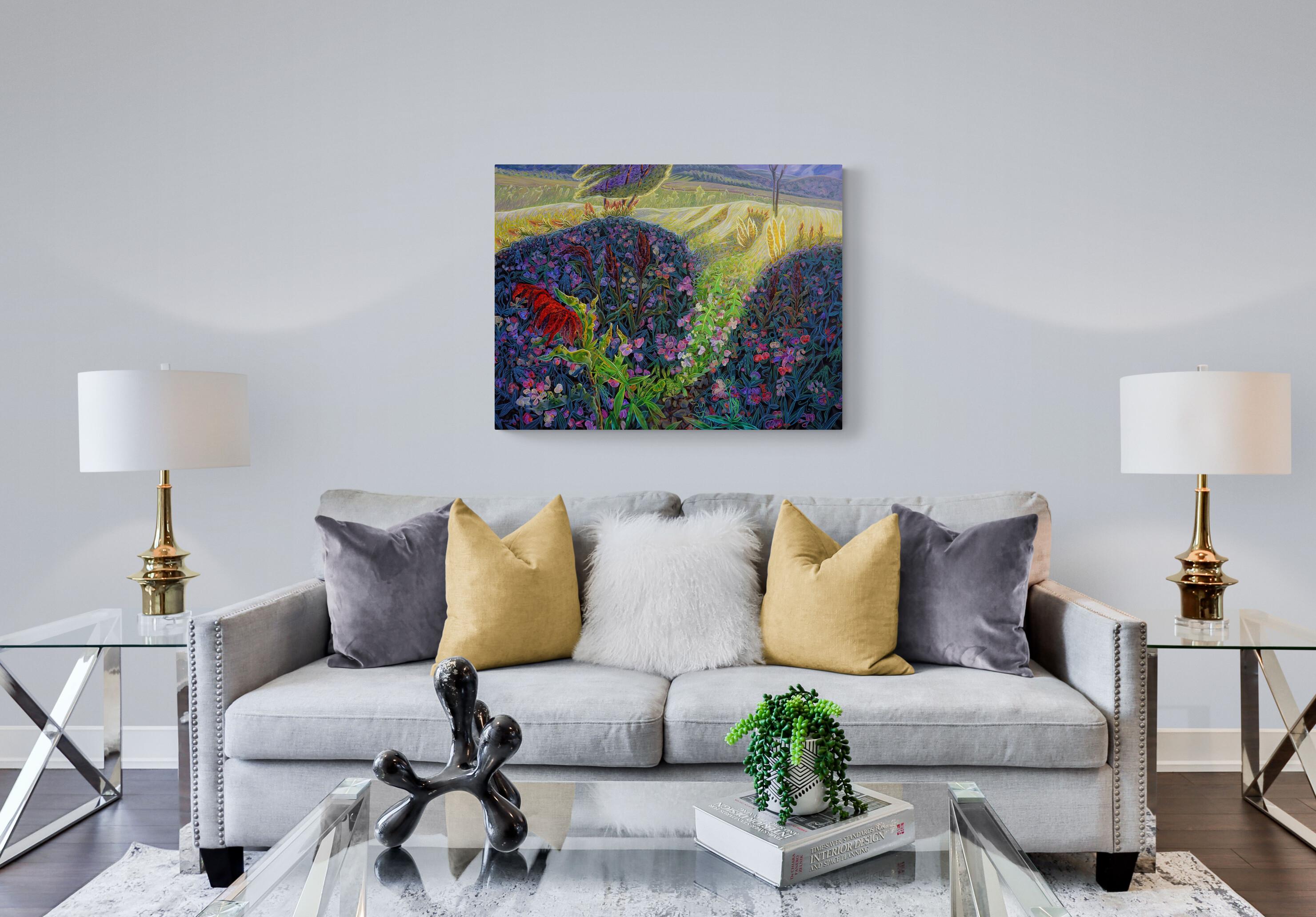 Sweet Pea and Dock in Chautauqua Park
Mixed Media Painting 
36 x 48 inches 

Artist's Commentary: 
