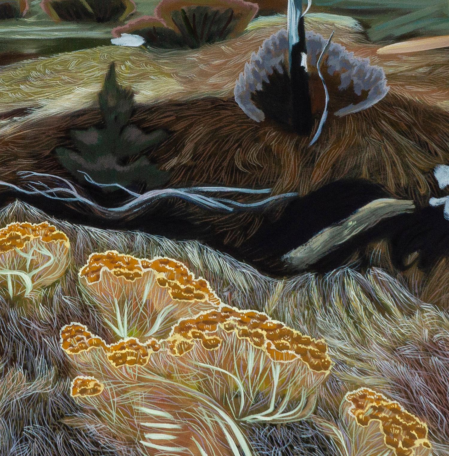 Turkey Crossing - Pintura al óleo expresionista de un paisaje de Colorado - Painting Expresionista de Gina Blickenstaff