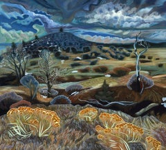 Turkey Crossing - Peinture à l'huile expressionniste d'un paysage du Colorado