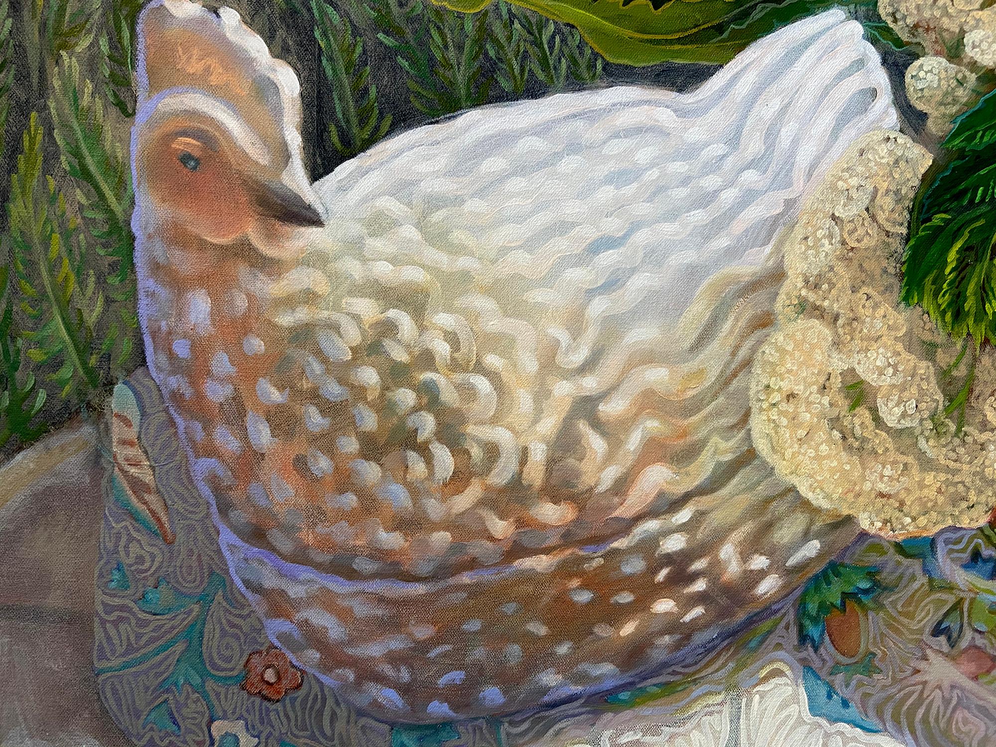 Yarrow and Hen, Original Painting For Sale 1