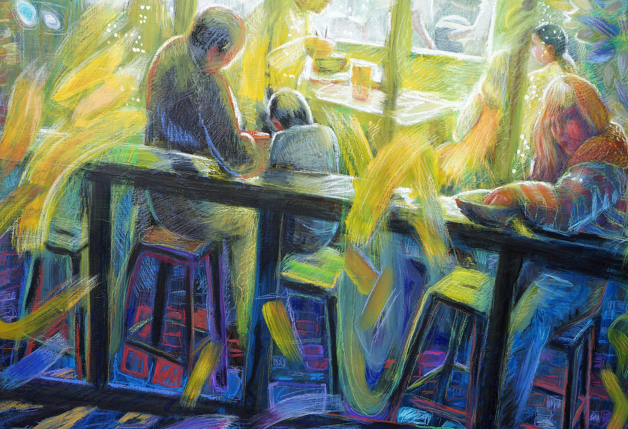 Zoe Ma Ma Street Food - Colorado Cityscape Resturant Oil Painting For Sale 1