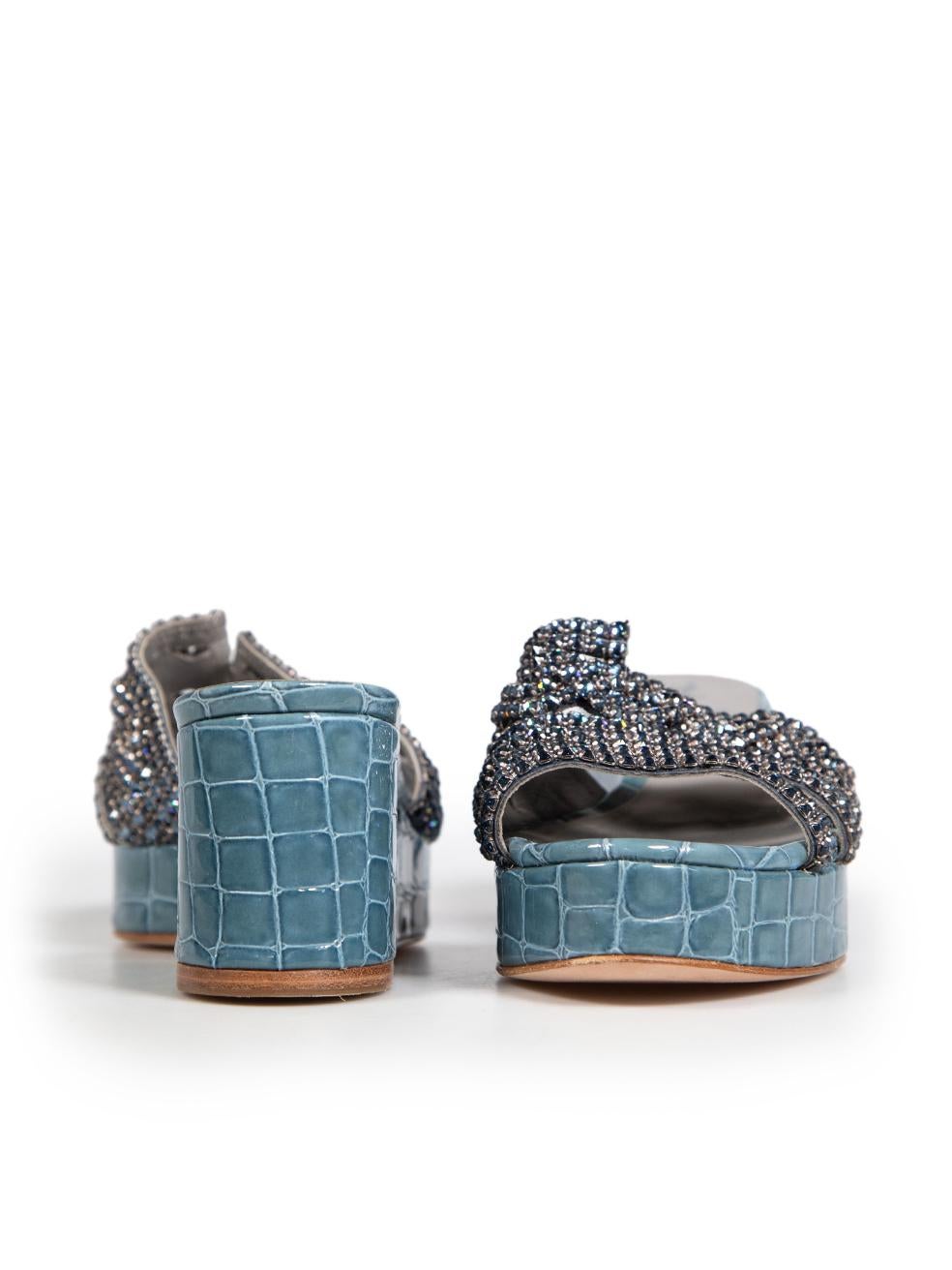 Blu Gina Sandali Loren impreziositi da cristalli blu Taglia IT 37,5 in vendita
