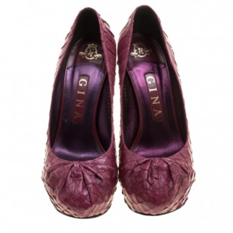 Donna Gina, pelle di pitone bordeaux, Elle Platform Pumps Taglia 38