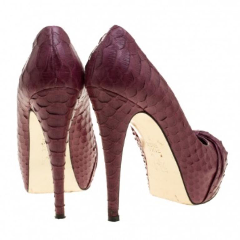 Gina, pelle di pitone bordeaux, Elle Platform Pumps Taglia 38 1