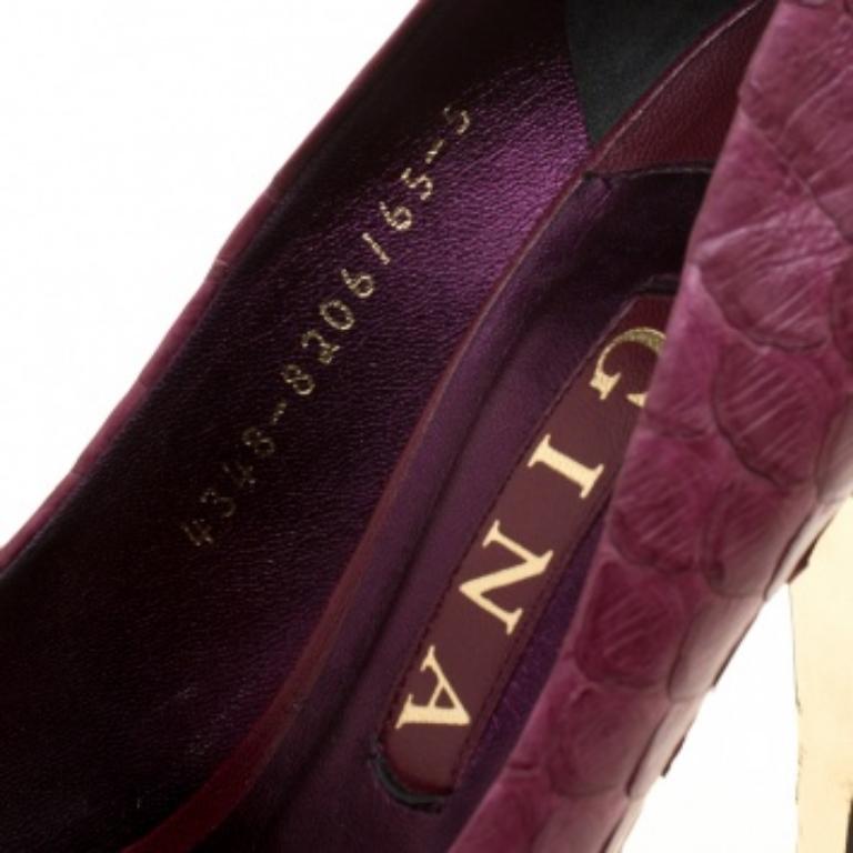 Gina, pelle di pitone bordeaux, Elle Platform Pumps Taglia 38 2