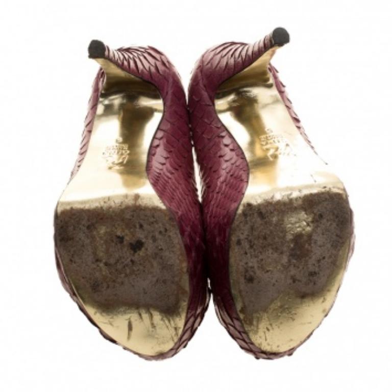 Gina, pelle di pitone bordeaux, Elle Platform Pumps Taglia 38 3