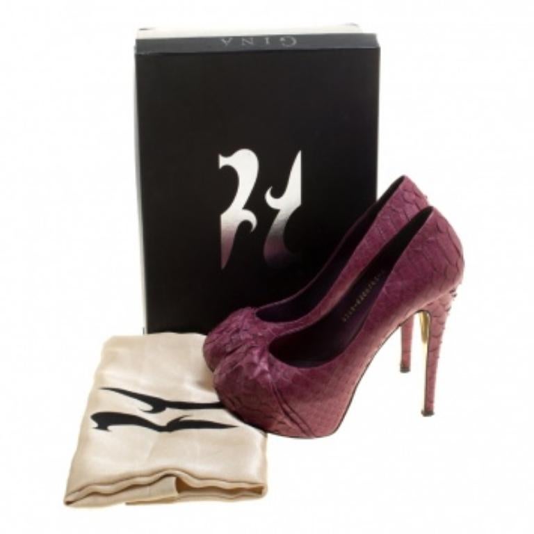 Gina, pelle di pitone bordeaux, Elle Platform Pumps Taglia 38 4