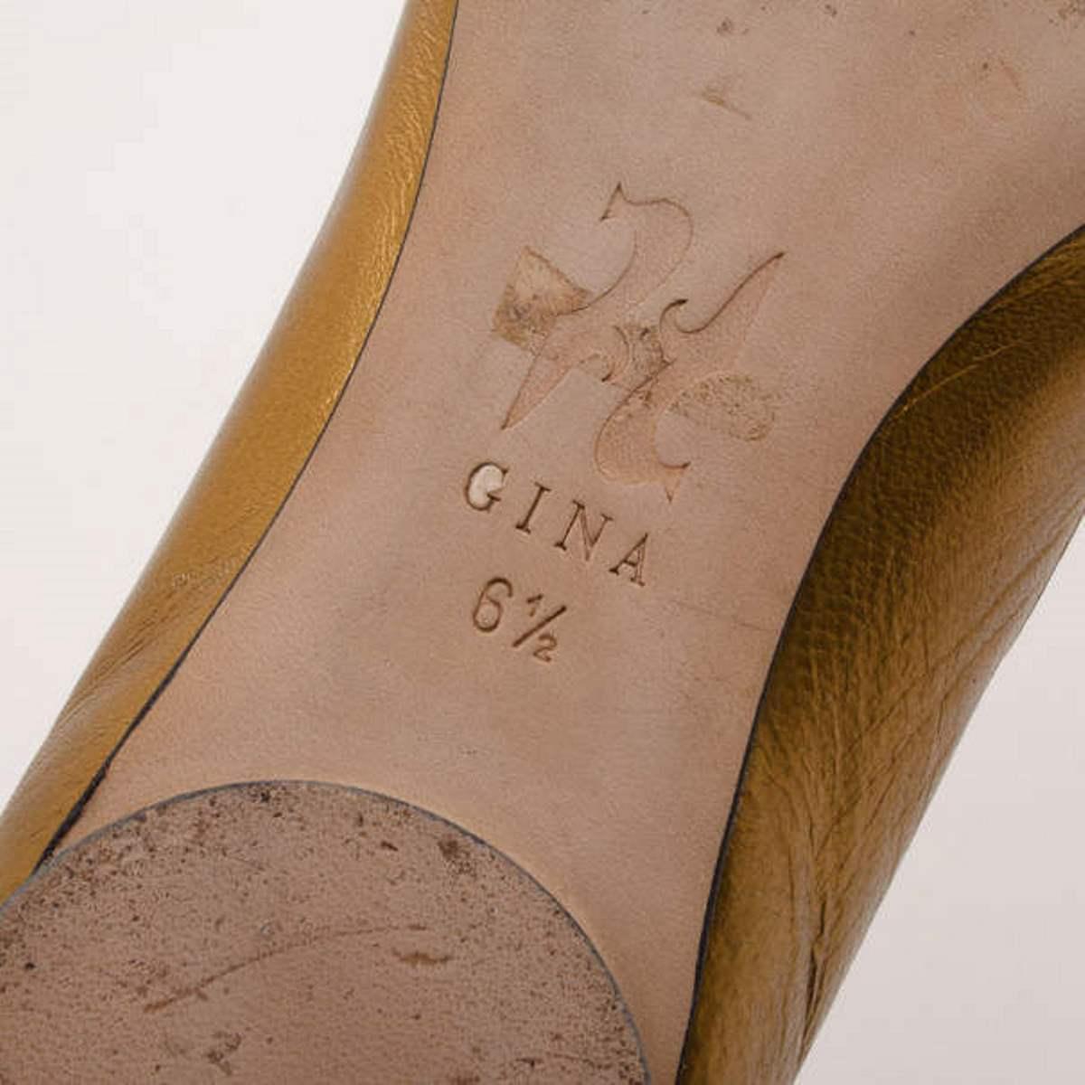 Gina Bronze Metallic Embellished Ballerina Flats Size 39.5 For Sale 1