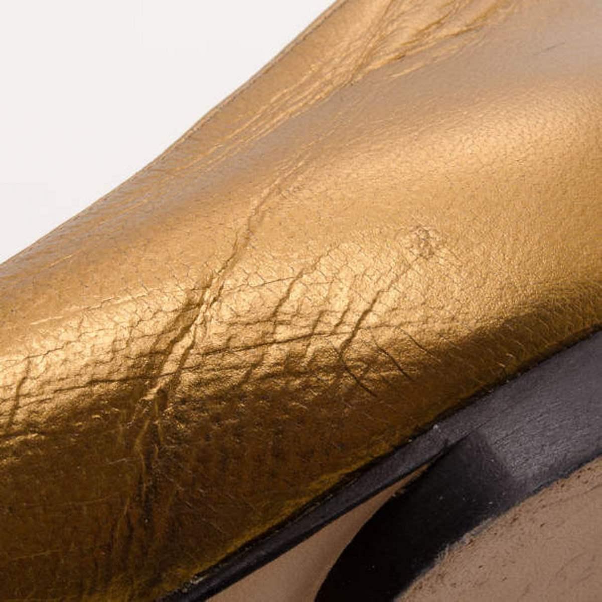 Gina Bronze Metallic Embellished Ballerina Flats Size 39.5 For Sale 3