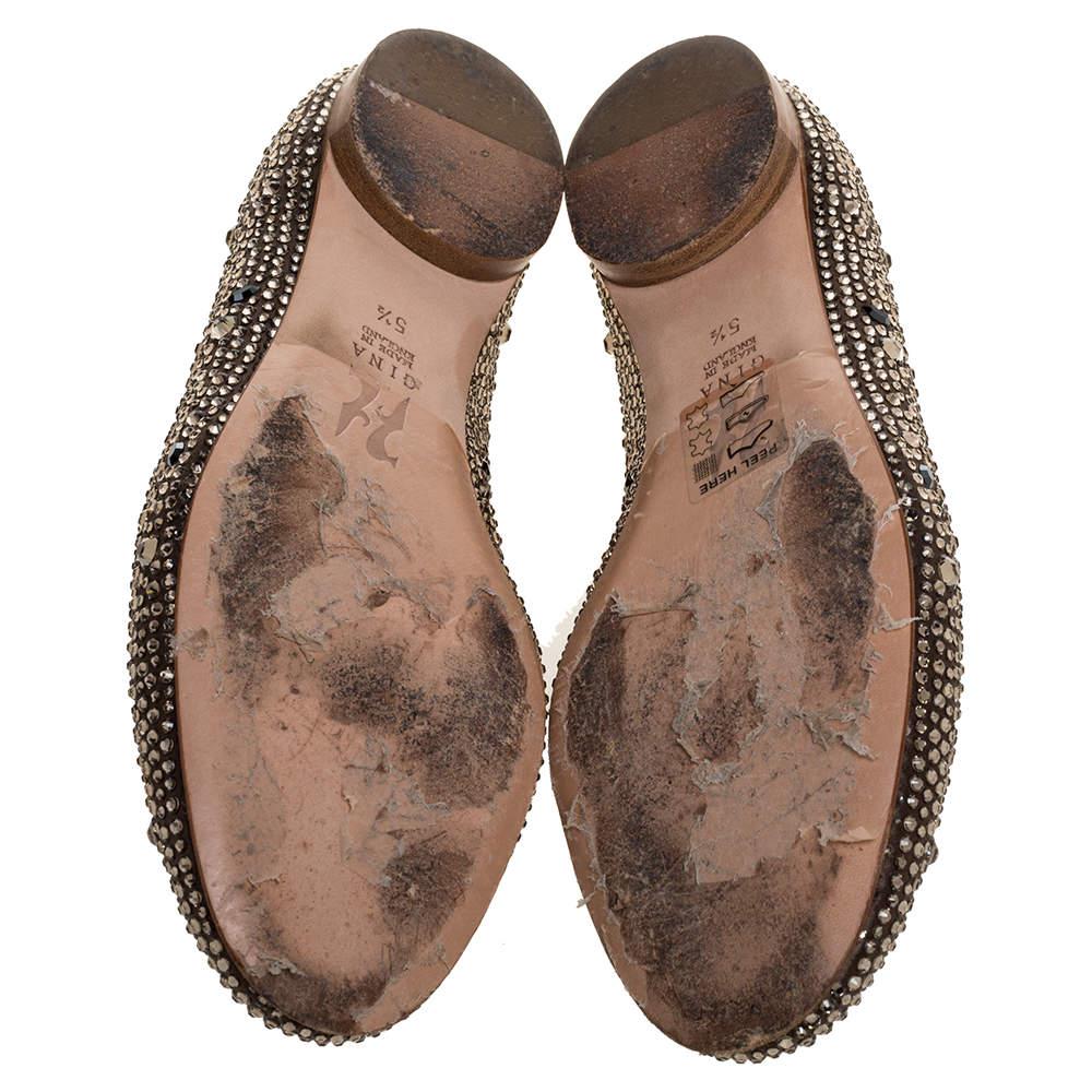 Gina Brown Crystal Embellished Satin Ballet Flats Size 38.5 1