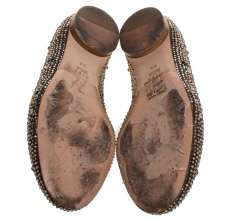 Gina Brown Crystal Embellished Satin Ballet Flats Size 38.5 For Sale 1