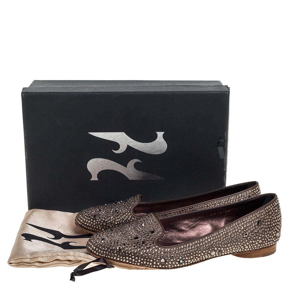 Gina Brown Crystal Embellished Satin Ballet Flats Size 38.5 3