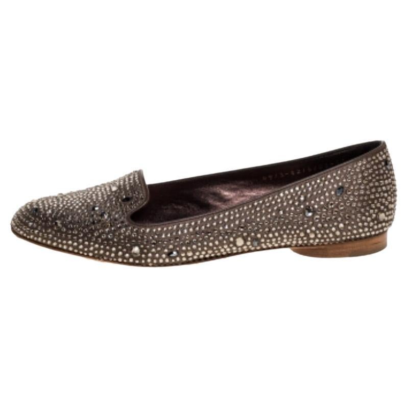 Gina Brown Crystal Embellished Satin Ballet Flats Size 38.5 For Sale