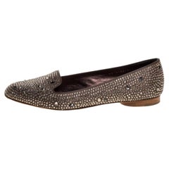 Gina Brown Crystal Embellished Satin Ballet Flats Size 38.5