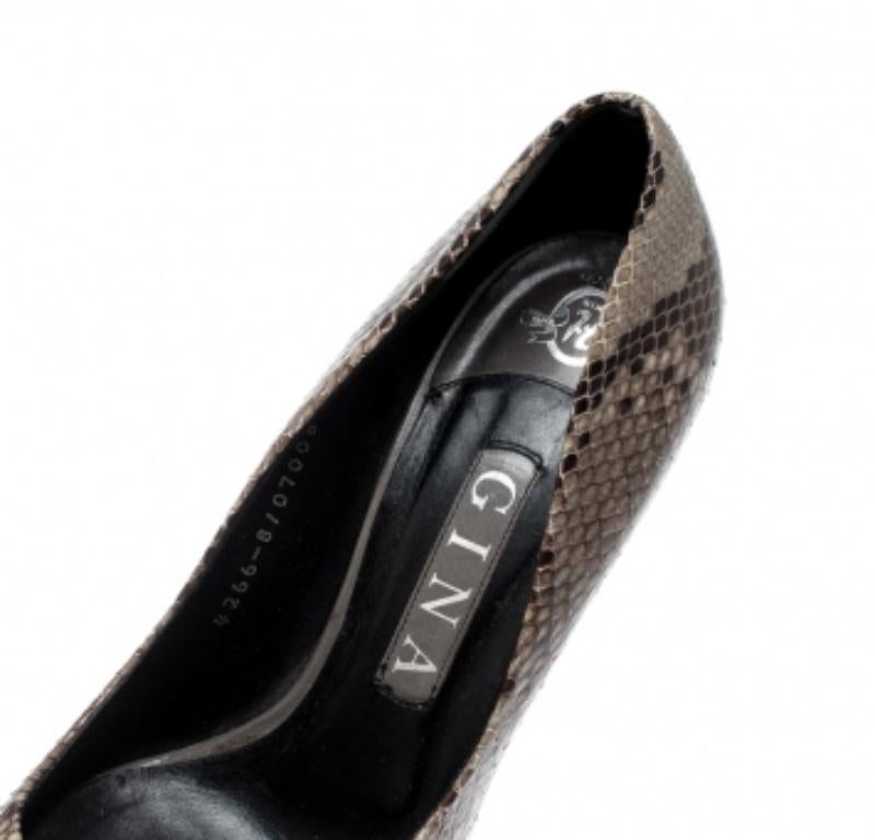Grigio Gina - Décolleté con plateau in pitone marrone, taglia 38 in vendita