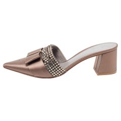 Gina Brown Satin Crystal Embellished Mules Size 39.5