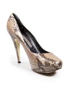Gina Brown Snakeskin Embossed Platform Pumps Size UK 6.5
