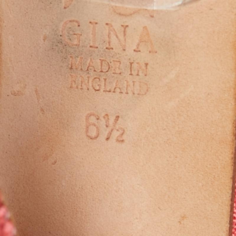 Gina escarpins à bout ouvert ornés de cristaux rose corail, taille 39,5 en vente 3