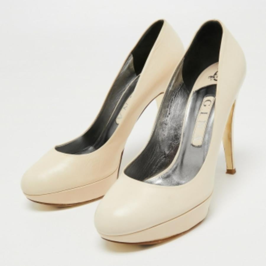 Gina escarpins à plateforme couleur crème, taille 39 en vente 3