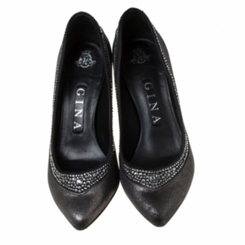 Gina Crystal verschönert texturierten Stoff spitzen Zehen Pumps Größe 37 Damen im Angebot