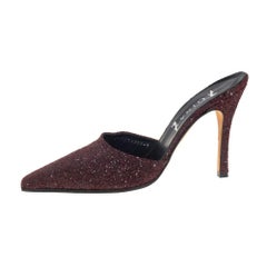 Gina Dark Burgundy Glitter Mule Sandals Size 40