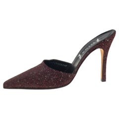 Gina Dark Burgundy Glitter Mule Sandals Size 40