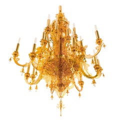 "Gina Gold 24k" Modern Golden Chandelier, 24 Lights
