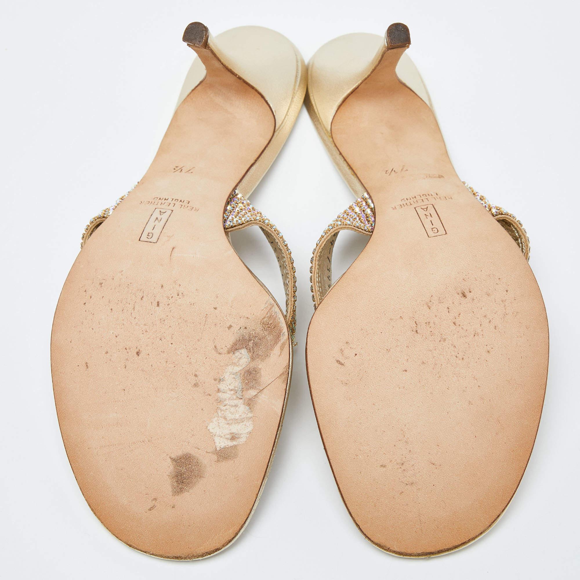 Gina - Sandali con cristalli in pelle impreziositi - misura 40,5 in vendita 1