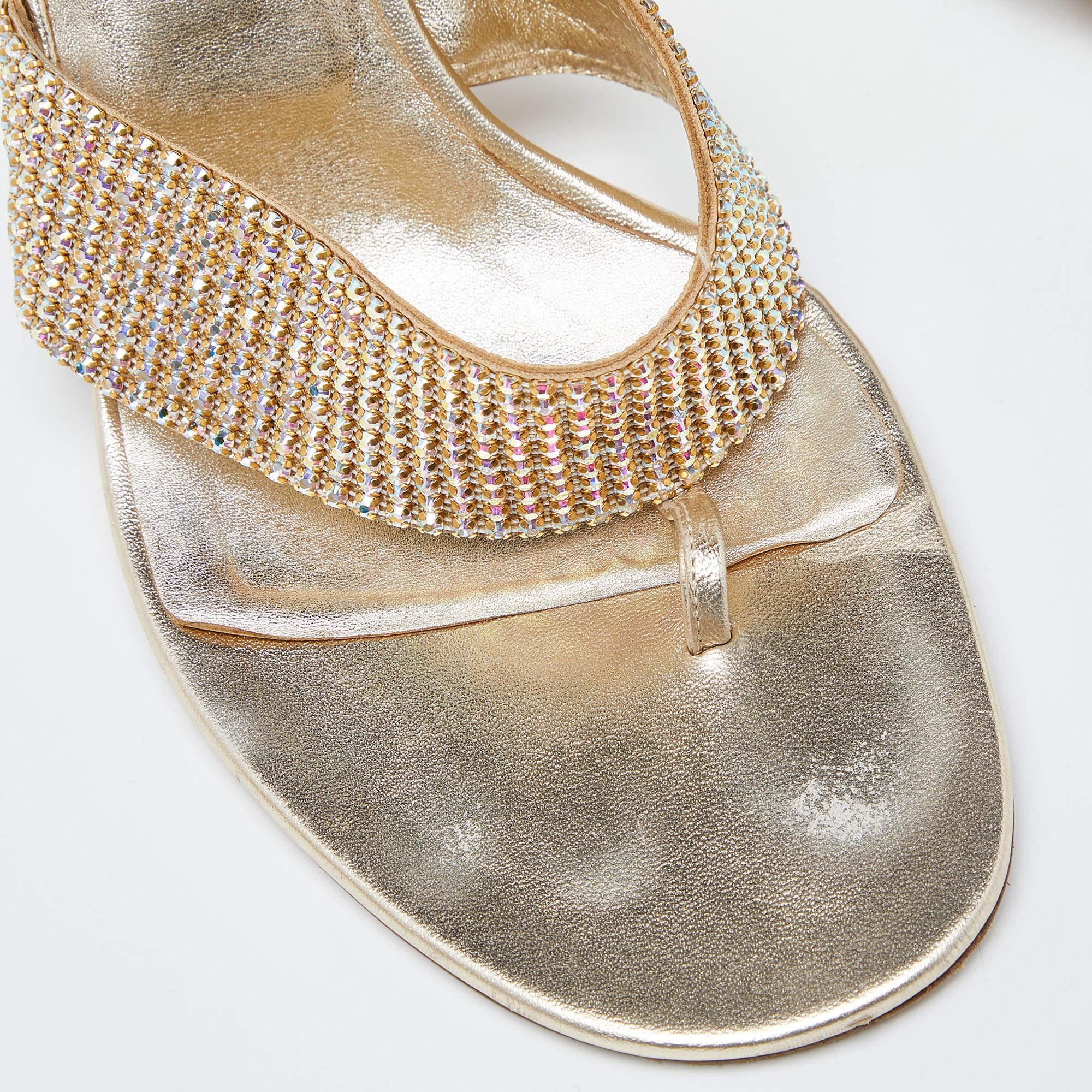 Gina - Sandali con cristalli in pelle impreziositi - misura 40,5 in vendita 2