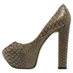 Gina Green Python Platform Block Heel Pumps Size 39