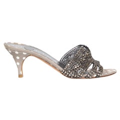 Gina Grey Crystal Embellished Heeled Sandals Size UK 4.5