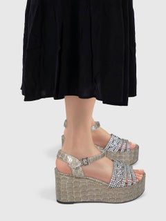 Gina Grey Crystal Embellished Sandals Size IT 37.5