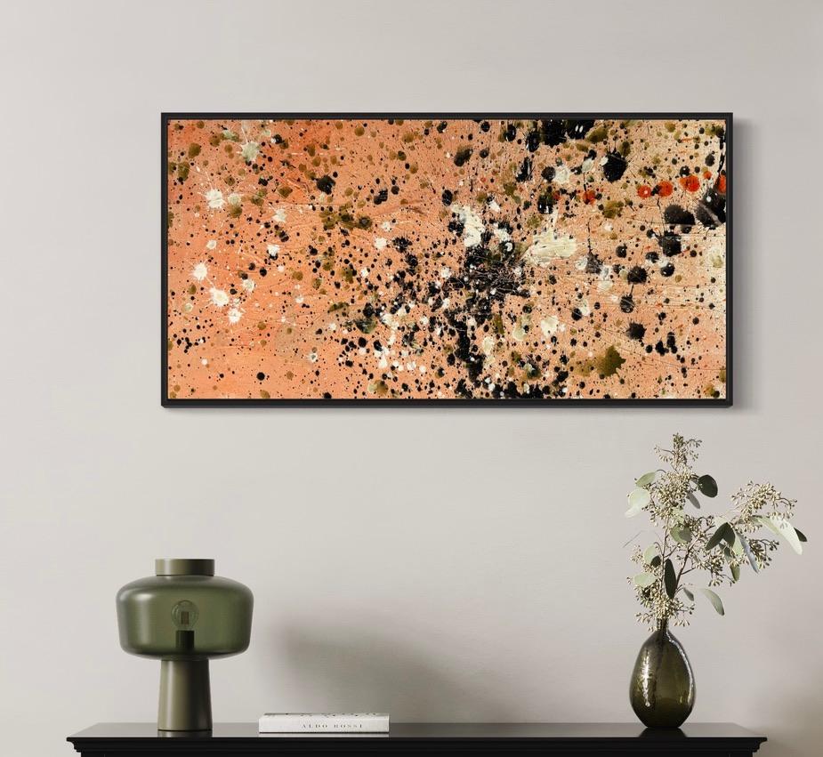 Daydream Musing – gerahmtes modernes abstraktes acyles Gemälde (Beige), Abstract Painting, von Gina Keatley
