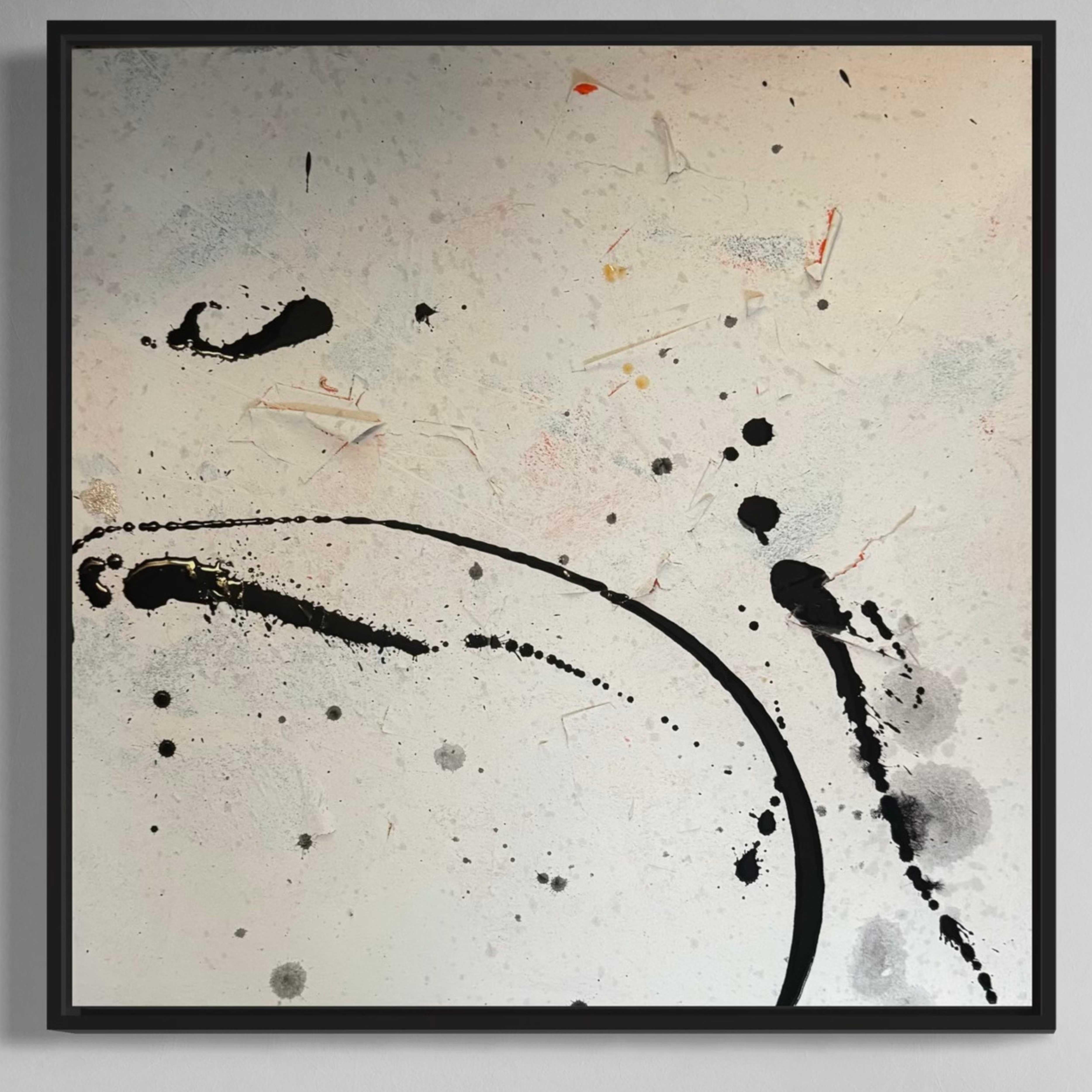Gina Keatley Abstract Painting - Embers of Contrast - Framed Minimalist Contemporary Acrylic Painting