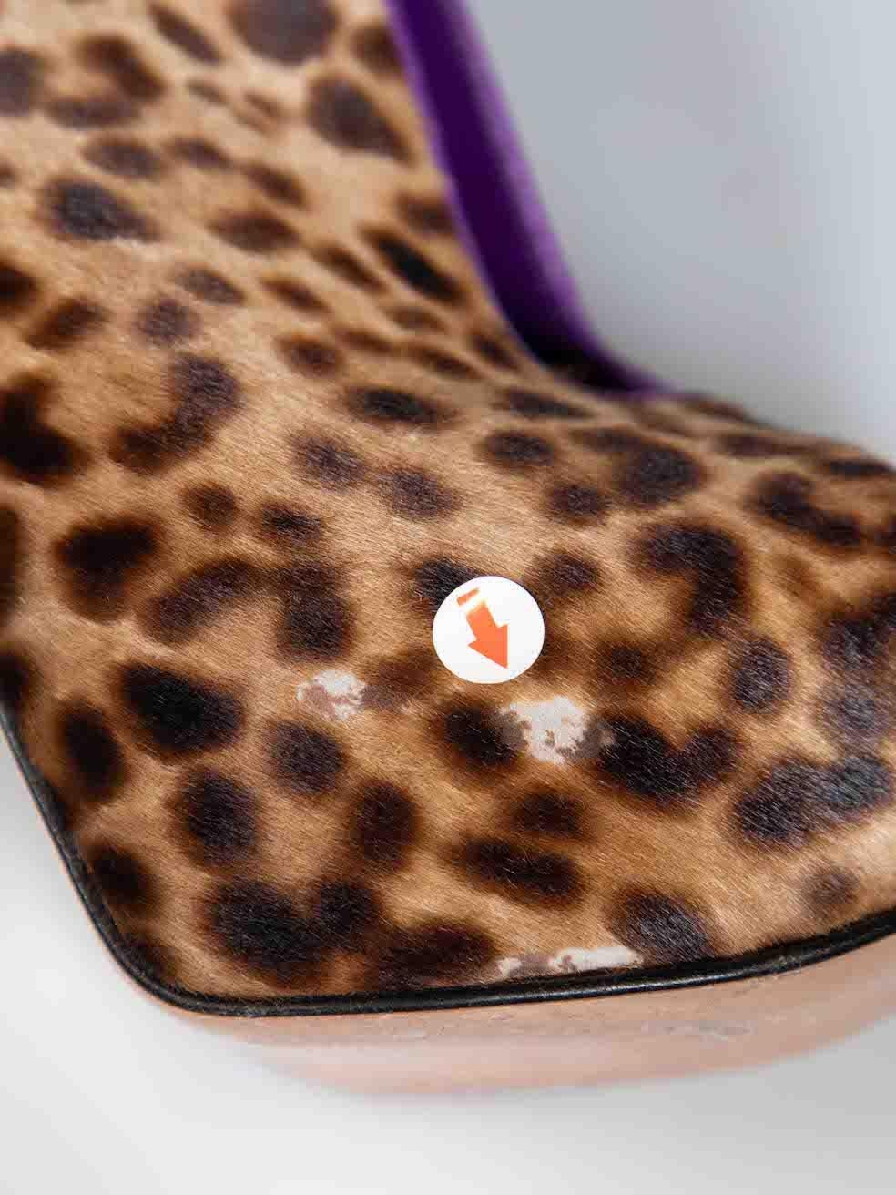 Gina Leopard Print Ponyhair Python Peep Toe Heels Size UK 5 For Sale 1