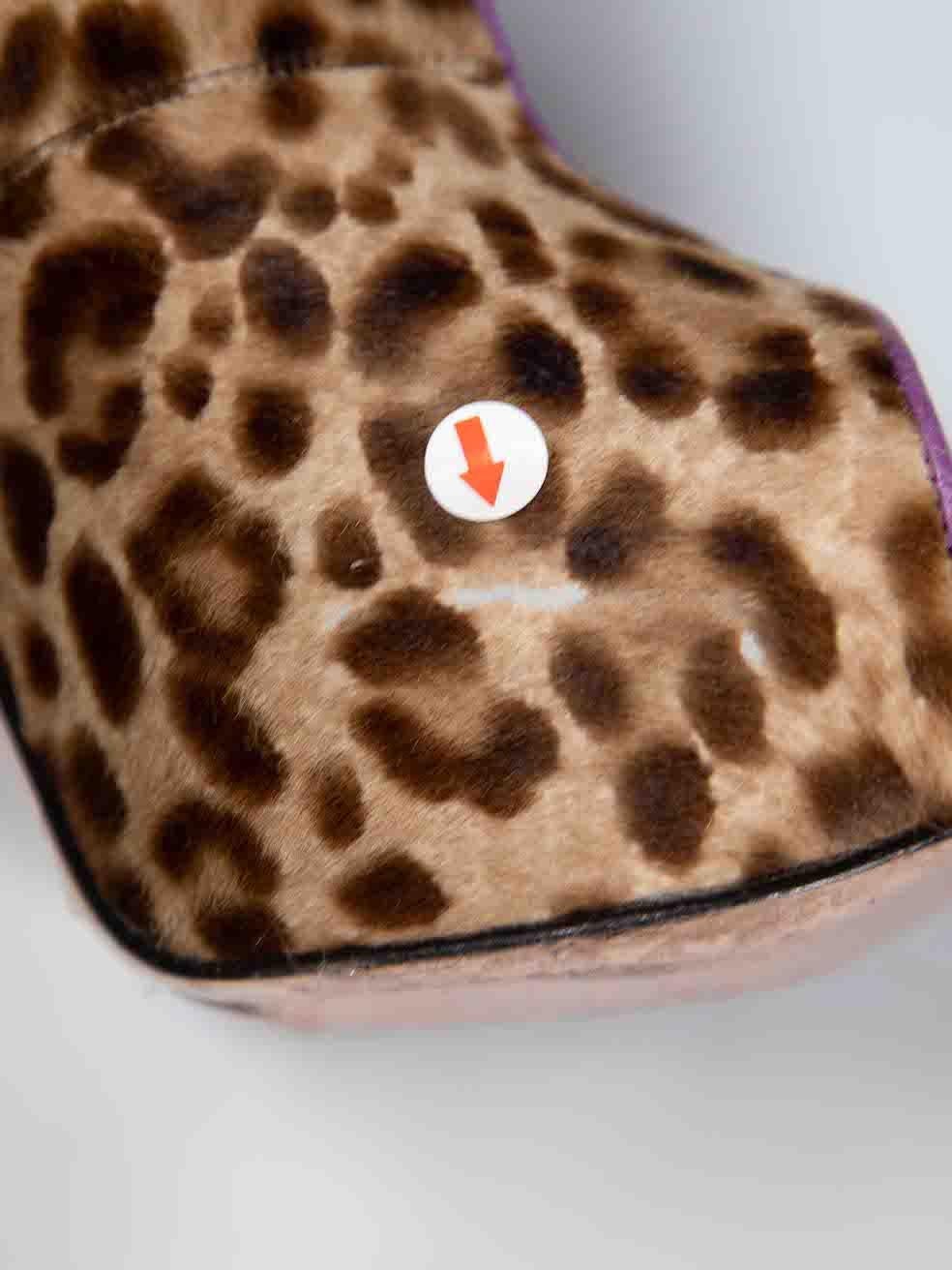 Gina Leopard Print Ponyhair Python Peep Toe Heels Size UK 5 For Sale 2