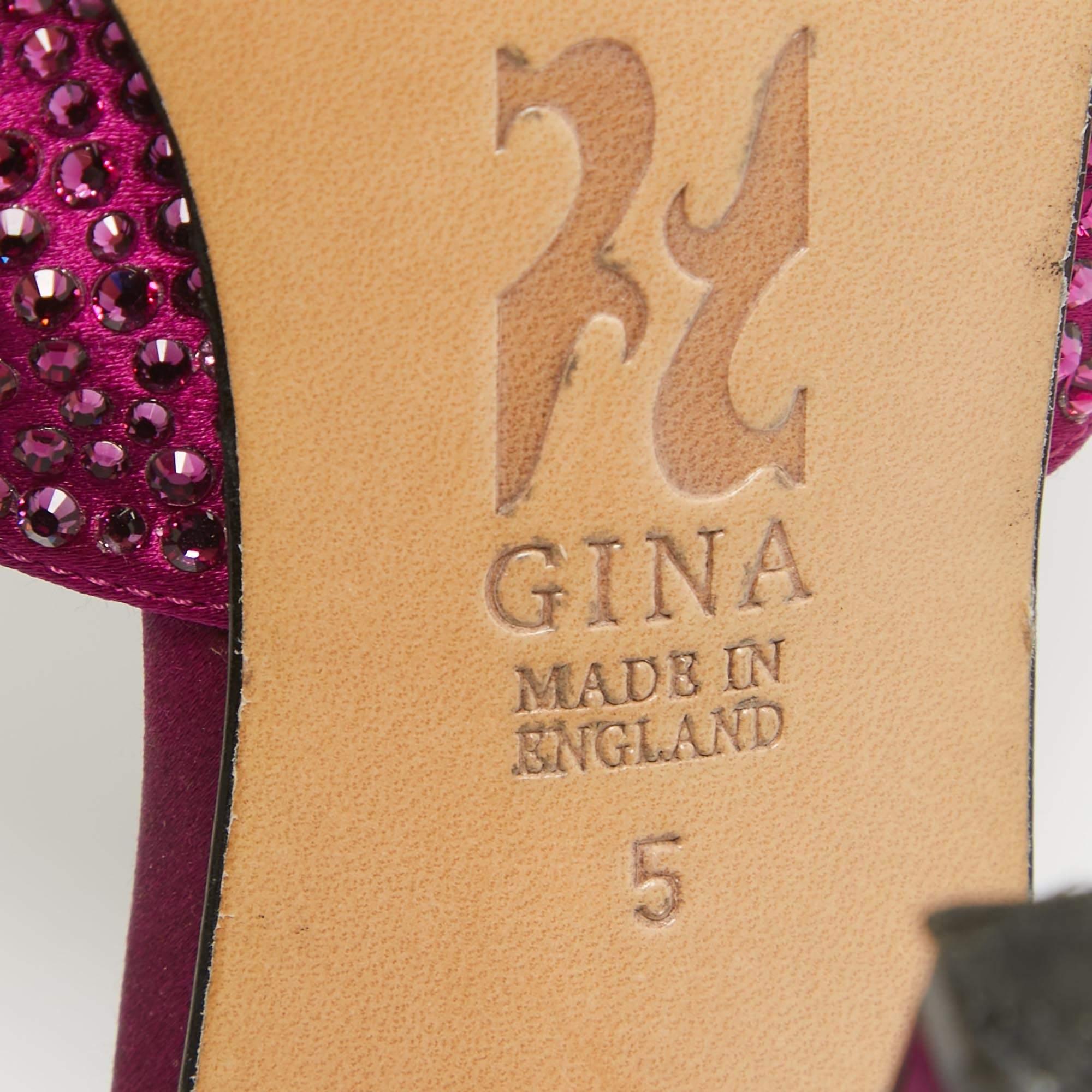 Gina - Rosa Magenta, raso e cristalli, sandali diapositive taglia 38 in vendita 4