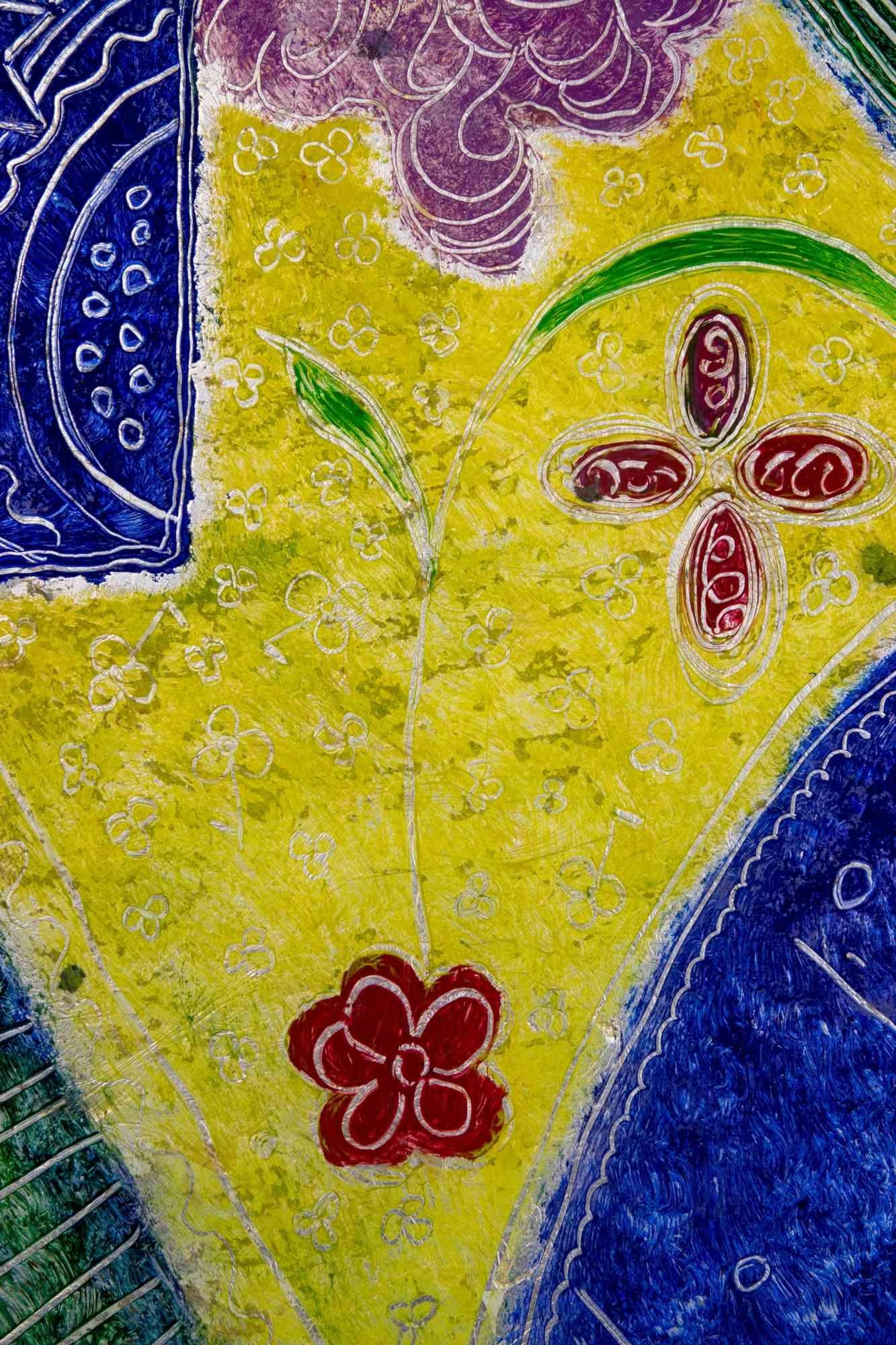 Composizione astratta - Tempera di attr. Gina Marziale - Anni '80 in vendita 1